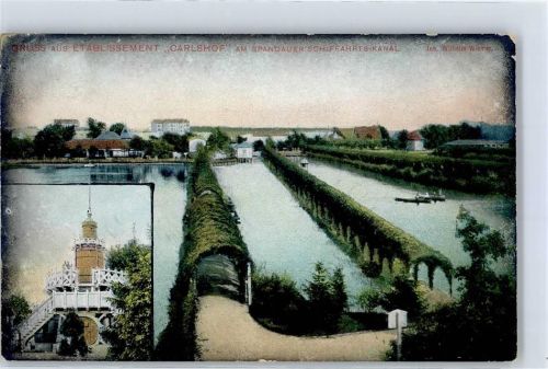Spandau 1907 Schifffahrt Kanal Gasthaus Carlshof