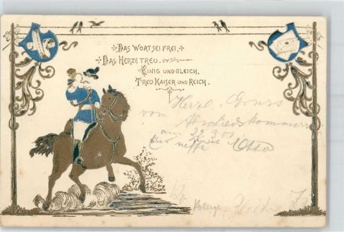Pferd Horn Patriotik 1901 Prägedruck
