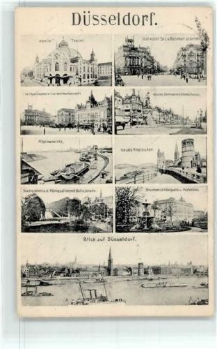 Düsseldorf 1907 Apollo-Theater Graf-Adolf-Straße Rheinansicht Wilhelmsplatz Neues Rheinufer Moltke-Denkmal Alleestraße Stadtgraben Königsallee Parkhotel