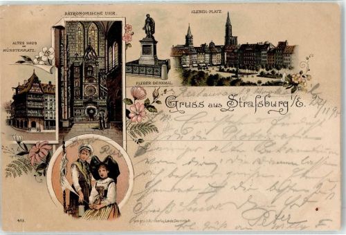 Strasbourg 1895 Denkmal Kleber Tracht Astronische Uhr