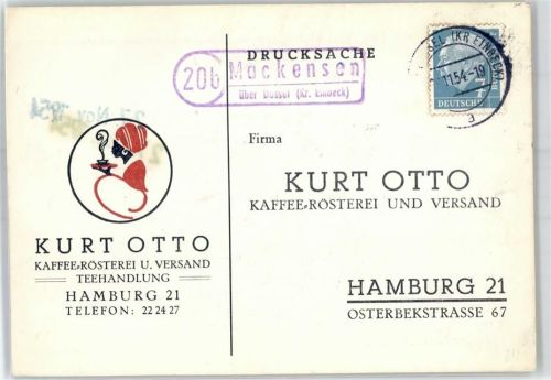 Mackensen Landpoststempel Kaffee-Rösterei Versand Teehandlung Kurt Otto Hamburg