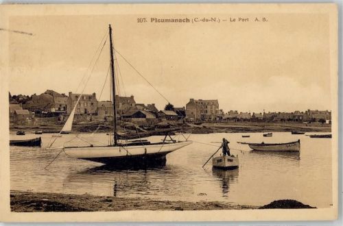 Perros-Guirec 1934 Hafen Segelsboot Ploumanach