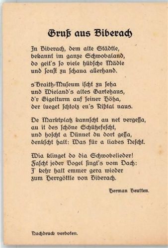 Biberach Gedicht Hermann Beutten