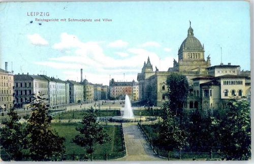 Leipzig 1907 Reichsgericht mit Schmuckplatz und Villen