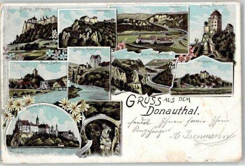 Beuron 1898 Schloss Werenwag Wildenstein Gutenstein Bronnen Sigmaringen Mülheim Teufelsbrücke
