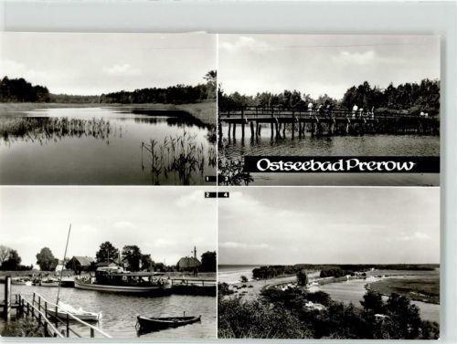 Ostseebad Prerow Am Prerowstrom Hafen Brücke zum Strand Blick von der Hohen Düne