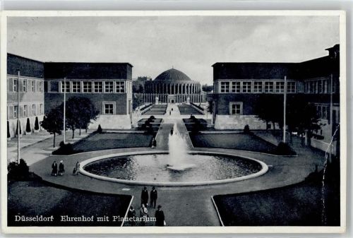 Düsseldorf Ehrenhof mit Planetarium Stempel Westdeutsche Fachschau für Gaststätten- und Beherbergungsgewerbe