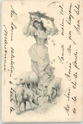 1901 Frau mit Schweinen