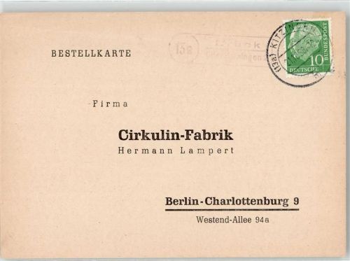 Brück Landpoststempel Bestellkarte Cirkulin Fabrik Hermann Lampert Charlottenburg