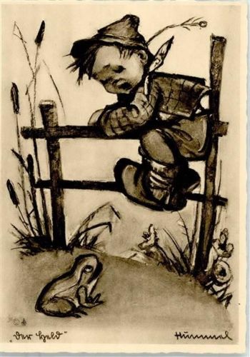 Frosch Junge Hut Gartenzaun