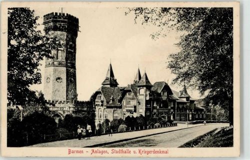 Barmen 1910 Anlagen Stadthalle Kriegerdenkmal