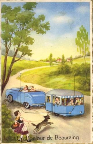 Beauraing Beauraing (Belgien) Leporello Auto mit Wohnwagen I-II (fleckig VS)