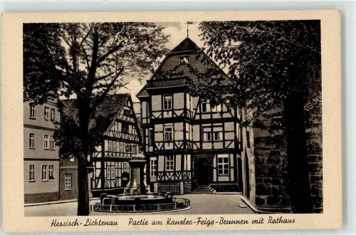 37235 W3436 Hessisch Lichtenau - Kanzler-Feige-Brunnen Rathaus