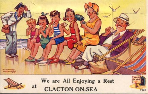 Clacton-on-Sea - Clacton-on-Sea (Großbritannien) Leporello, sign. Lenry II (minimaler Einriss, Stauchung, Marke entfernt)