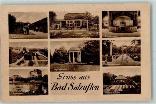 Bad Salzuflen Kurhaus Gradierwerk Badehäuser Kurparksee Trinkbrunnen innen Kinderheilanstalt Leopoldsprudel Kurpark