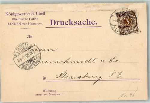 Linden 1900 Schreiben der Chemischen Fabrik Königswarter & Ebell