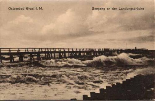 Seeheilbad Graal-Müritz Graal (o-2553) Mechanik-Karte mit Leporello Seegang an der Landungsbrücke I-II
