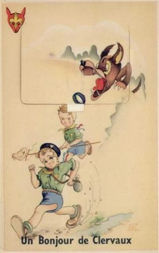 Clerf Clervaux (Luxemburg) Leporello, Wolf jagt 2 Jungen I-II