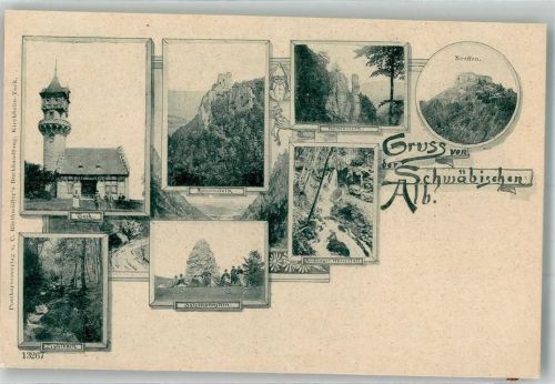 72639 W7442 Neuffen Gebrauchsspuren Reissenstein Salzmannstein Zipfelbach Neidlinger Wasserfall