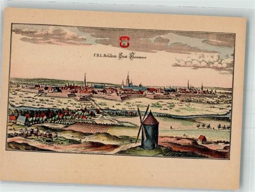 Hannover Panorama der Stadt nach Merian aus dem Jahre 1654
