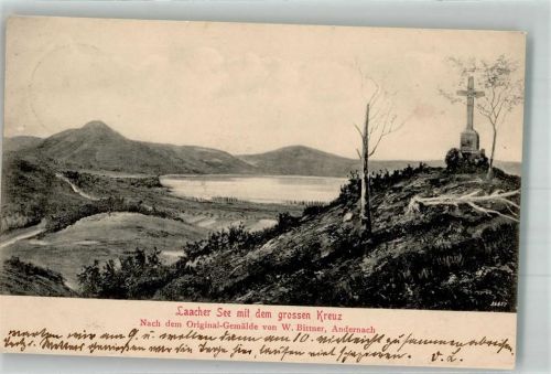 Maria Laach 1913 sign. Bittner Laacher Seee grosses Kreuz