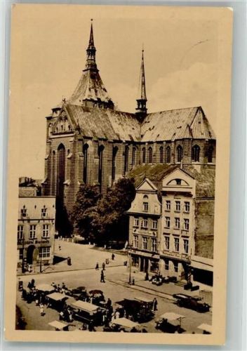 Rostock Marienkirche Marktszene VEB Volkskunstverlag