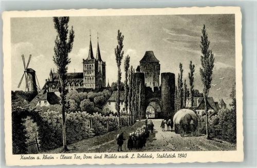 Xanten Windmühle Clever Tor Dom Stich auf AK 1840