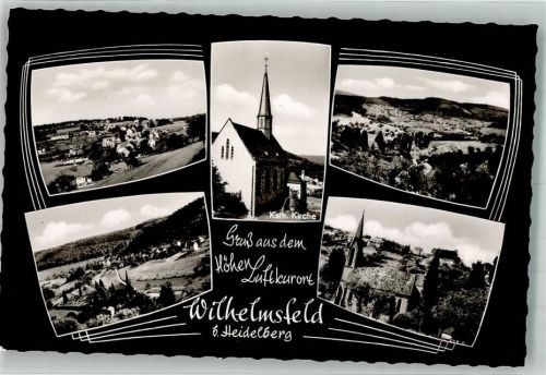 Wilhelmsfeld Panorama des Ortes Ev. Kirche Kath. Kirche Verlag Edm. von König 636