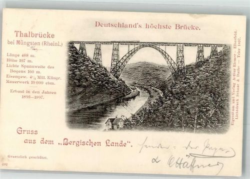 Müngsten 1897 Thalbrücke