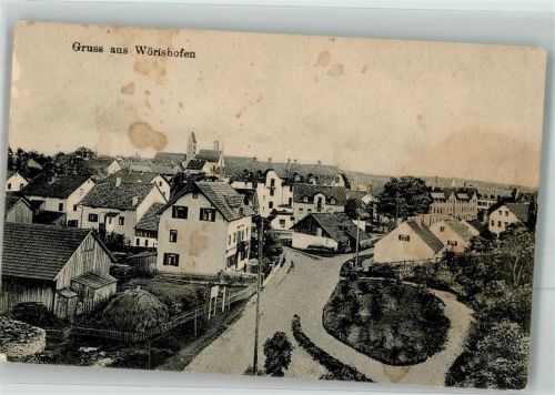 Bad Wörishofen 1913 Panorama des Ortes mit Pfarrkirche St.Justina