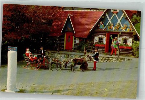 Santa's Workshop Der Weihnachtsmann im von Karibus gezogenen Schlitten North Pole USA