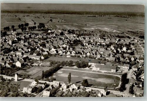 Biebesheim 1956 Fliegeraufnahme Sportplatz
