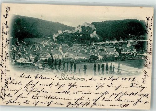 Blaubeuren 1897 Panorama des Ortes mit Benediktinerkloster
