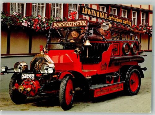 Zürich Fiat Feuerwehrauto Werbung Löwenbräu