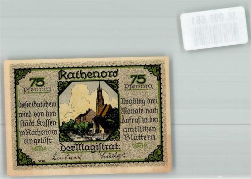 14712 O1830 Rathenow Notgeldschein Notgeld 75 Pfennig Zietenhusar