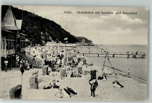 Sellin 1911 Strand mit Familien- und Herrenbad