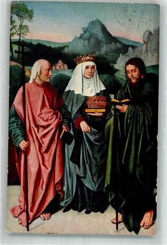 Eisenach 1910 sign. Barthel Bruyn Wartburg St. Elisabeth u. 2 Heilige Rheinisch. Tafelbild