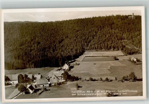 Fohrenbühl 1938 Fliegeraufnahme vom Ort mit Krieger-Gedächtnishaus des Schwarzwaldvereins
