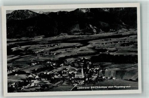 Übersee 1943 Fliegeraufnahme des Ortes mit Kirche St. Nikolaus