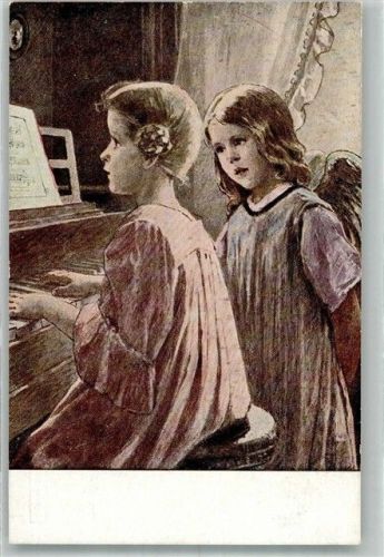 Mädchen am Klavier Schutzengel Depose St. F. Z. Nr. 1079