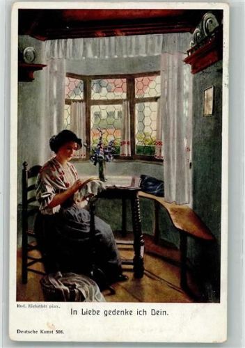 1918 sign. Eichstädt In Liebe gedenke ich Dein Sticken GL & Co. Nr. 508