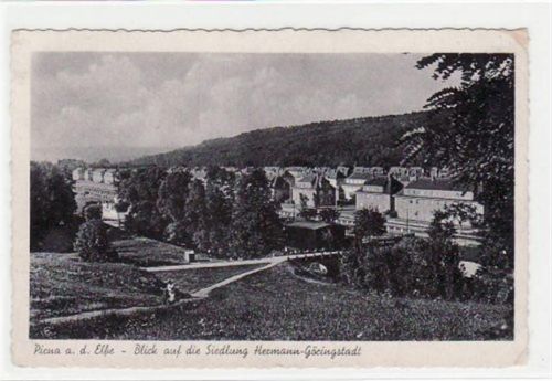 Pirna Pirna mit Blick auf die Siedlung Hermann-Göringstadt ungelaufen leichte Eckabschürfungen und Rändern, sonst gut erhalten.