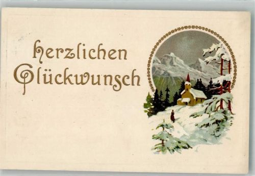 1920 Einsame Kirche in einer Winterlandschaft im Hochgebirge