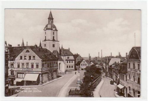 Meerane mit Partie an der Kirche ungelaufen Gute Erhaltung.