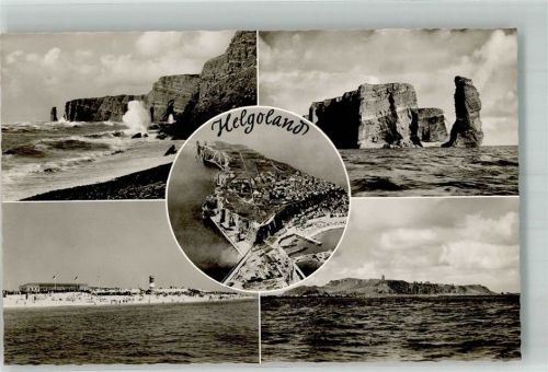 Helgoland 1955 Fliegeraufnahme der Insel Leuchtturm auf der Düne Lange Anna Bordstempel MS Helgoland