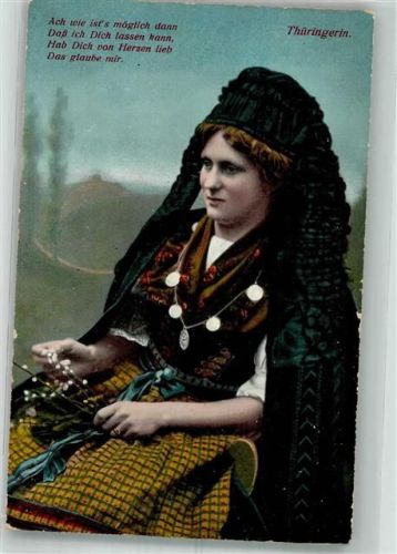 Junge Frau in Tracht Verlag Jagemann 22902 Hüttenstempel Waldschänke Dreiherrnstein