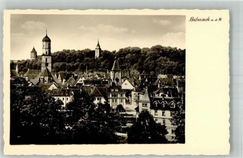 Biberach Panorama des Ortes mit Stadtpfarrkirche St. Martin Weissem Turm und Gigelturm
