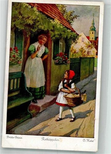 Szene aus dem Märchen Rotkäppchen der Brüder Grimm Uvachrom Nr. 3730 Serie 128