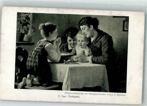 sign. Epp Mutter mit Kindern beim Tischgebet