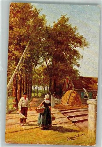 Am Bahnübergang Gerstenhauer, J. G. 1908 Künstlerkarte